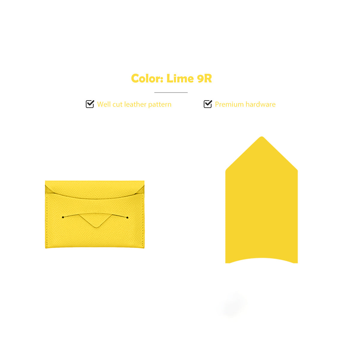 CUCUBIRD CUCUBIRD Full Grain Leather Classic Envelope Card Holder DIY Kits Lime 9R 