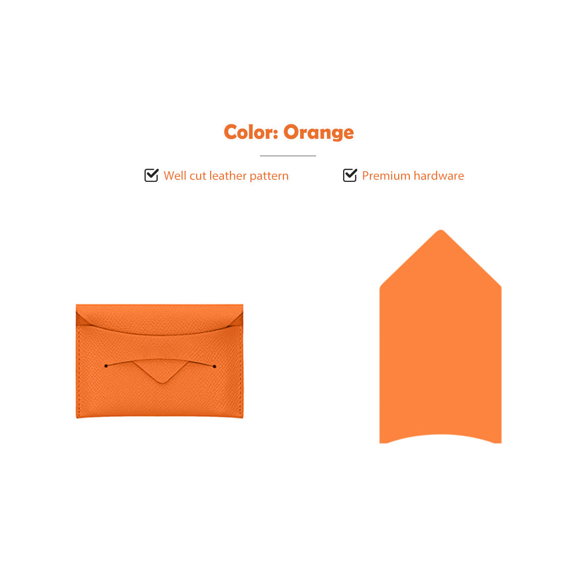 CUCUBIRD CUCUBIRD Full Grain Leather Classic Envelope Card Holder DIY Kits Orange 