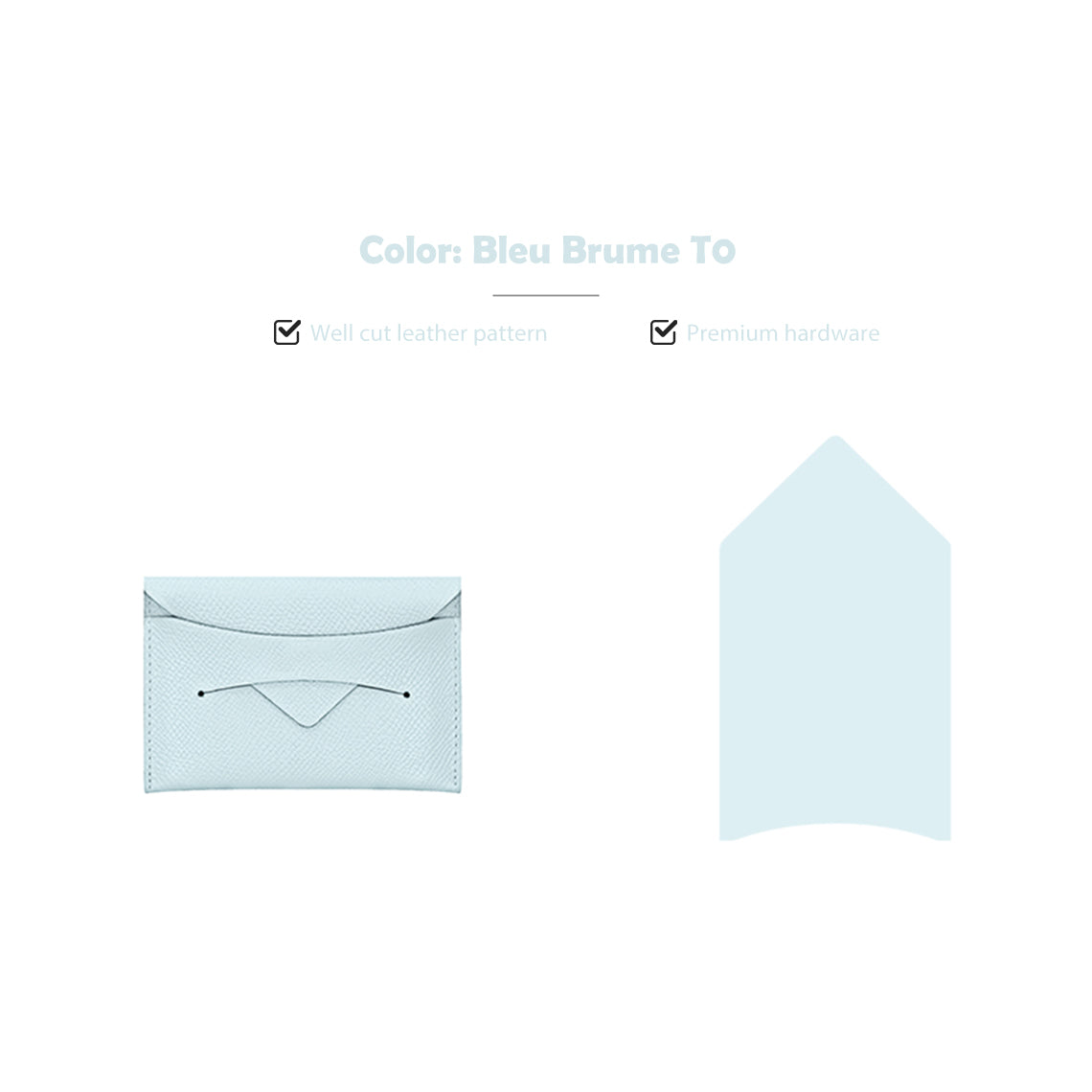 CUCUBIRD CUCUBIRD Full Grain Leather Classic Envelope Card Holder DIY Kits Bleu Brume T0 