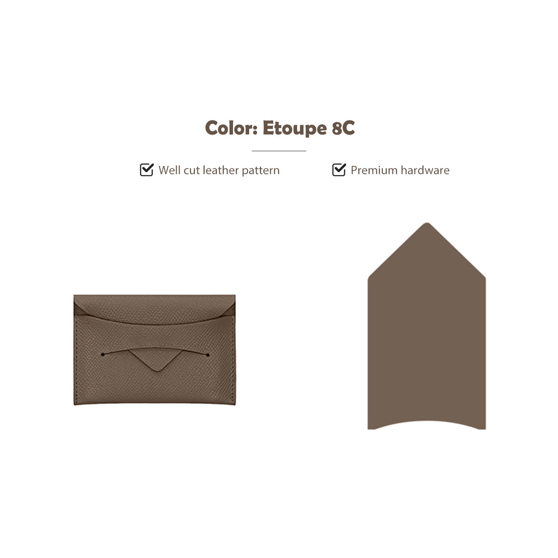 CUCUBIRD CUCUBIRD Full Grain Leather Classic Envelope Card Holder DIY Kits Etoupe 8C 