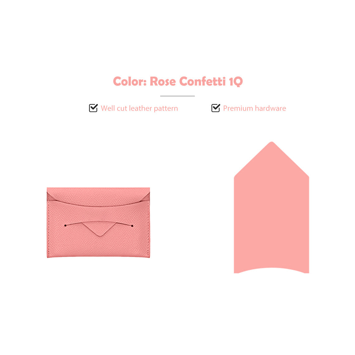 CUCUBIRD CUCUBIRD Full Grain Leather Classic Envelope Card Holder DIY Kits Rose Confetti 1Q 