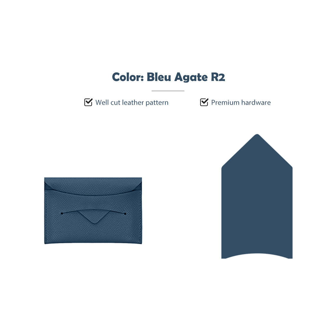 CUCUBIRD CUCUBIRD Full Grain Leather Classic Envelope Card Holder DIY Kits Bleu Agate R2 