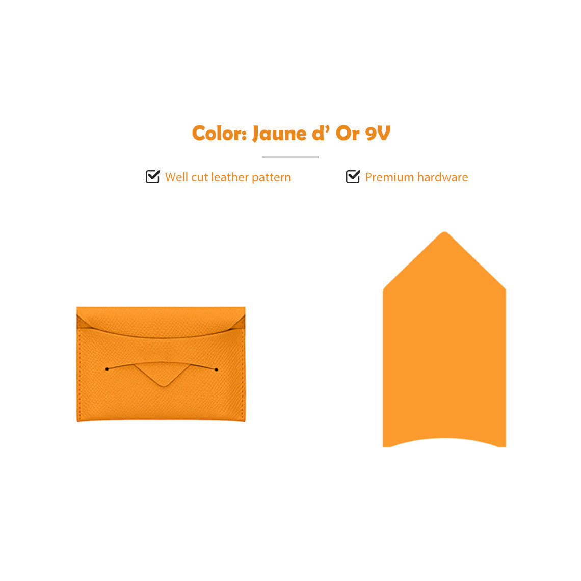 CUCUBIRD CUCUBIRD Full Grain Leather Classic Envelope Card Holder DIY Kits Jaune d' Or 9V 