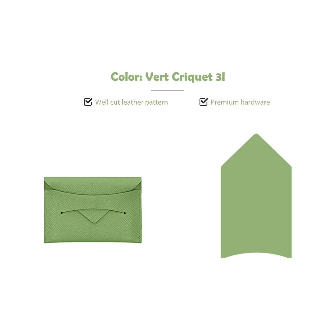 CUCUBIRD CUCUBIRD Full Grain Leather Classic Envelope Card Holder DIY Kits Vert Criquet 3I 