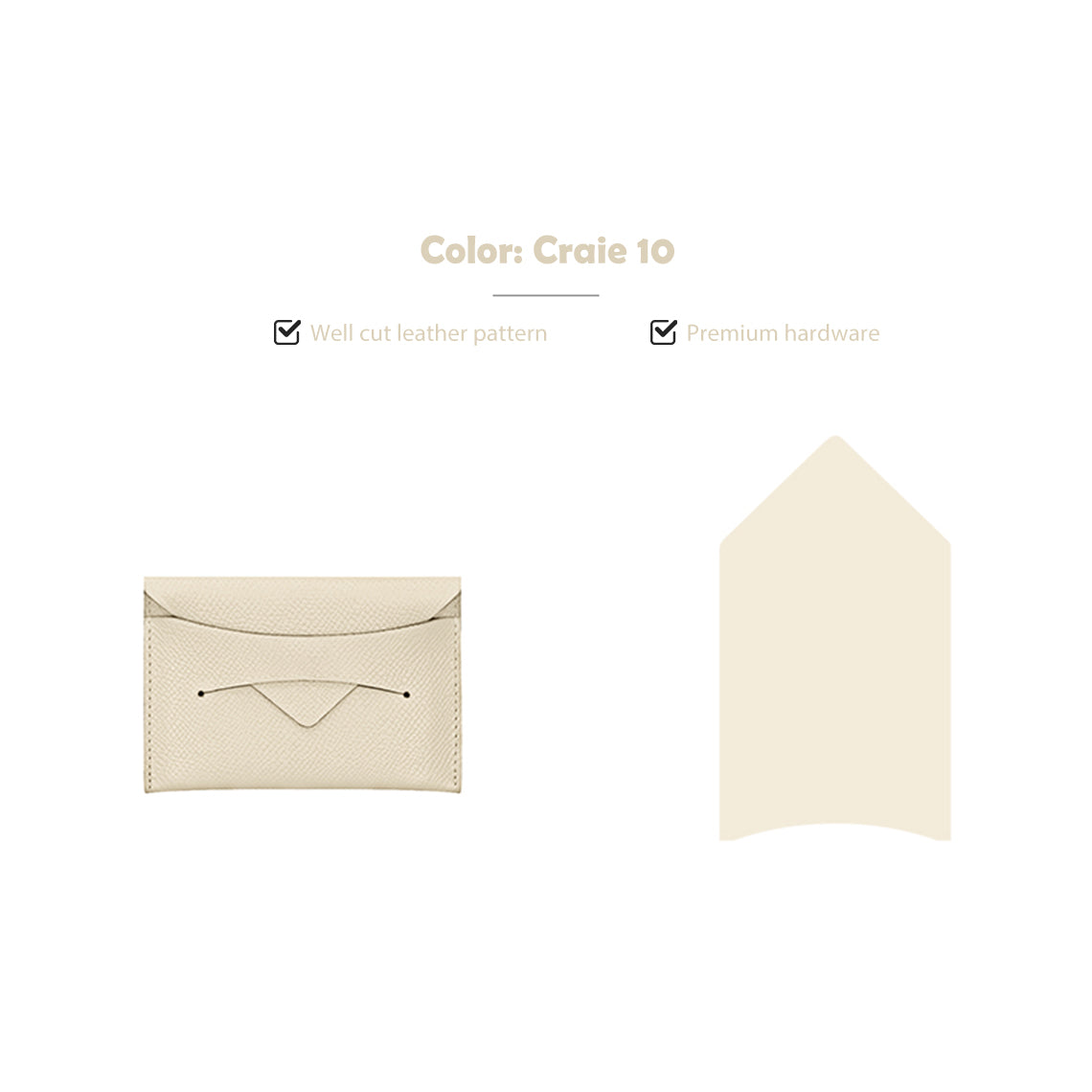 CUCUBIRD CUCUBIRD Full Grain Leather Classic Envelope Card Holder DIY Kits Craie 10 