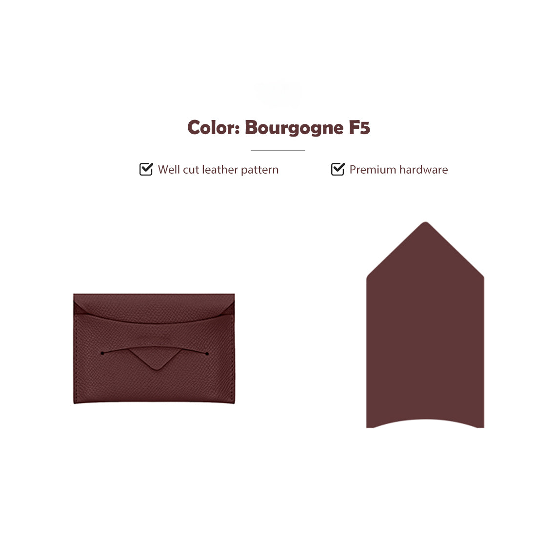 CUCUBIRD CUCUBIRD Full Grain Leather Classic Envelope Card Holder DIY Kits Bourgogne F5 