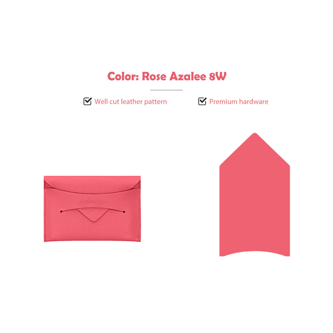 CUCUBIRD CUCUBIRD Full Grain Leather Classic Envelope Card Holder DIY Kits Rose Azalee 8W 