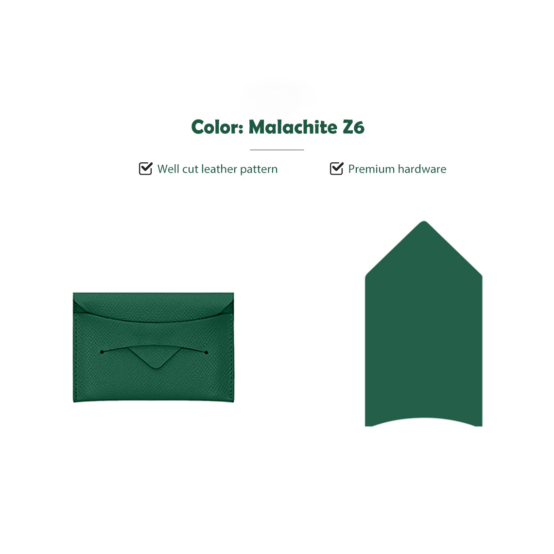 CUCUBIRD CUCUBIRD Full Grain Leather Classic Envelope Card Holder DIY Kits Malachite Z6 