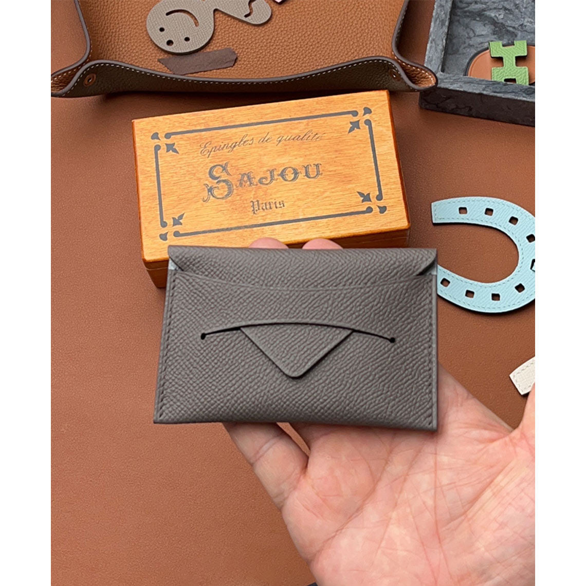 CUCUBIRD Full Grain Leather Classic Envelope Card Holder DIY Kits