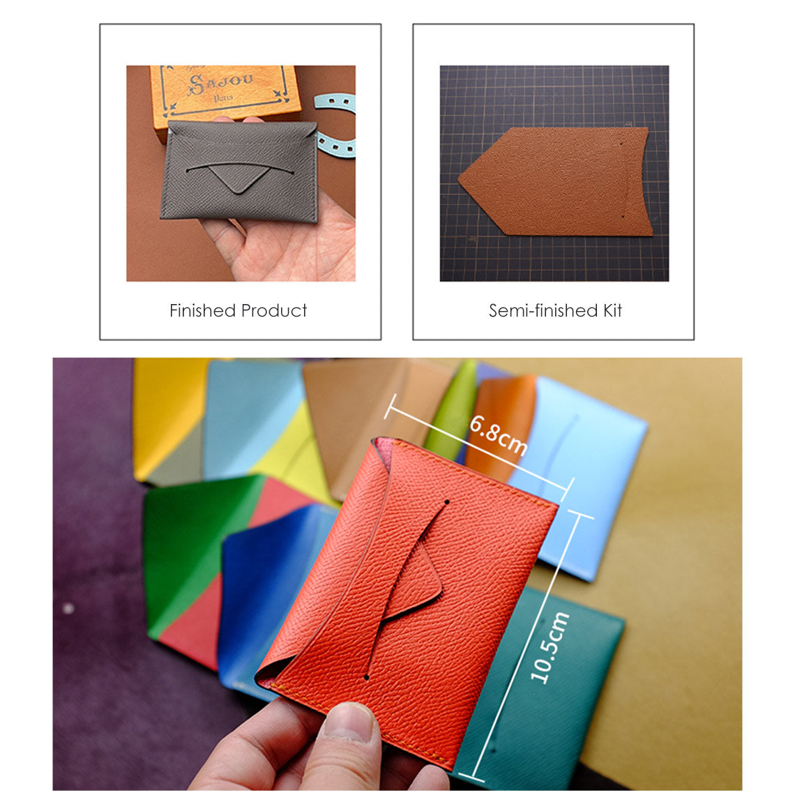 CUCUBIRD Full Grain Leather Classic Envelope Card Holder DIY Kits