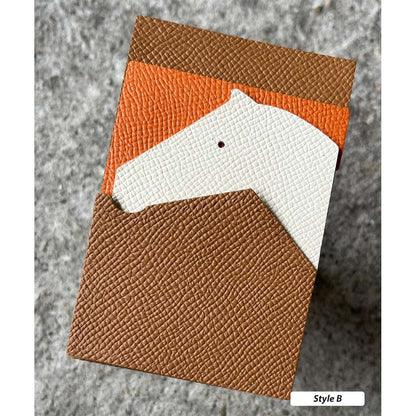 CUCUBIRD Full Grain Leather Horse Slim Card Holder DIY Kits