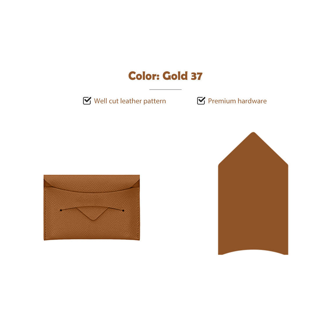 CUCUBIRD CUCUBIRD Full Grain Leather Classic Envelope Card Holder DIY Kits Gold 37 