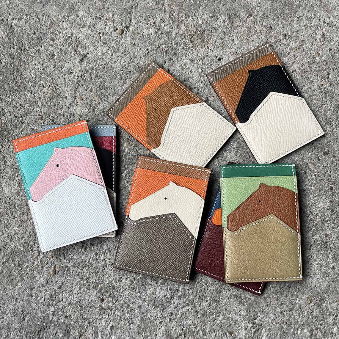 CUCUBIRD CUCUBIRD Full Grain Leather Horse Slim Card Holder DIY Kits  