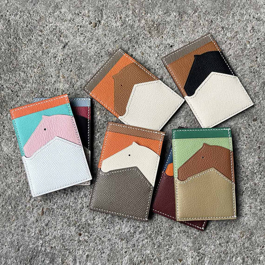 CUCUBIRD Full Grain Leather Horse Slim Card Holder DIY Kits