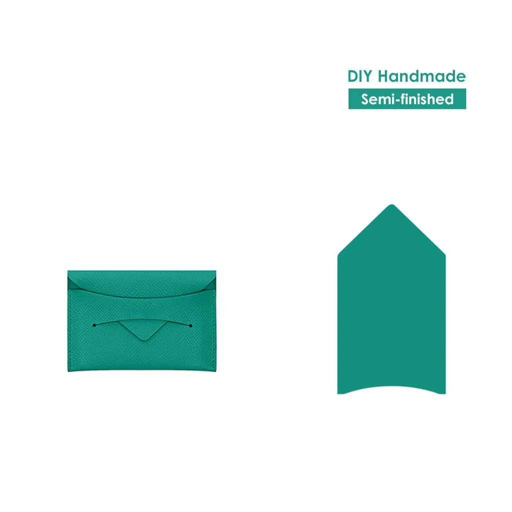 CUCUBIRD CUCUBIRD Full Grain Leather Classic Envelope Card Holder DIY Kits Bleu Paon 7F 