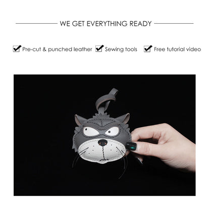 CUCUBIRD POPSEWING® Leather Fun Cat Keychain DIY Kit  