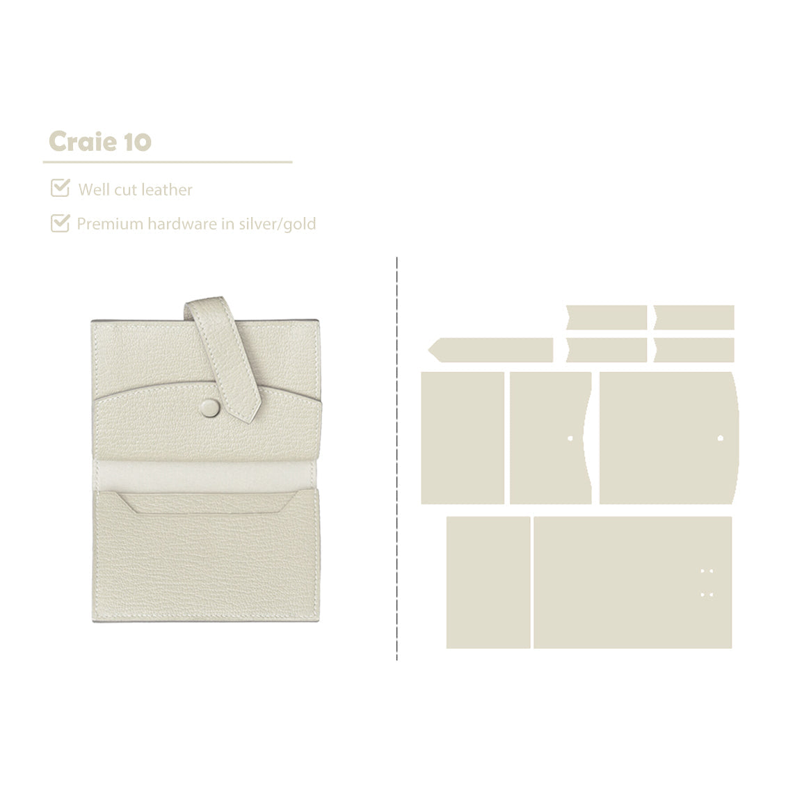 CUCUBIRD CUCUBIRD Full Grain Leather Bearn Coin Wallet DIY Kits Craie 10 / Gold 