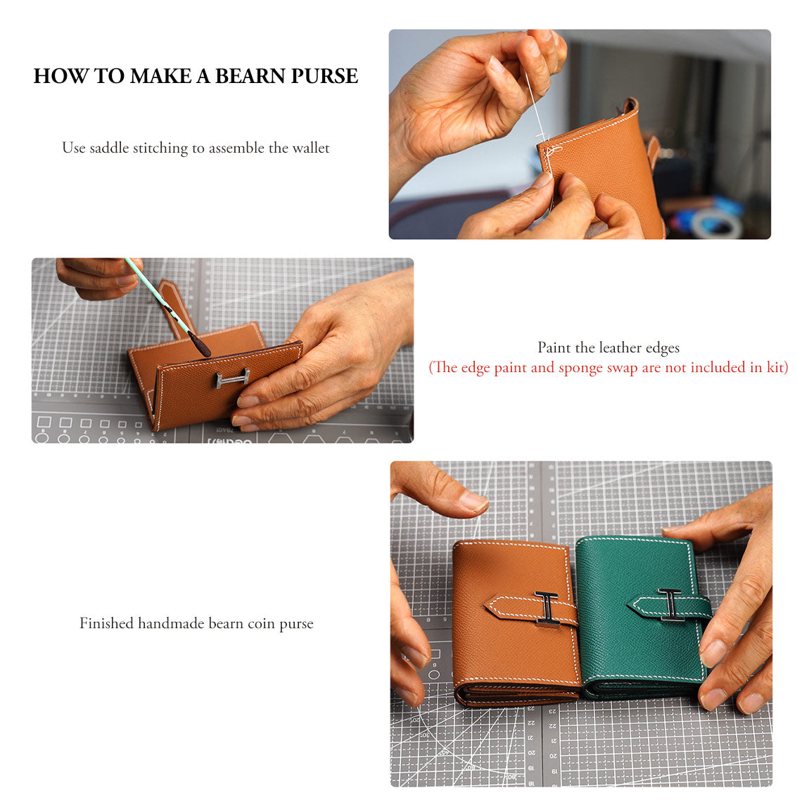 CUCUBIRD Full Grain Leather Bearn Coin Wallet DIY Kits