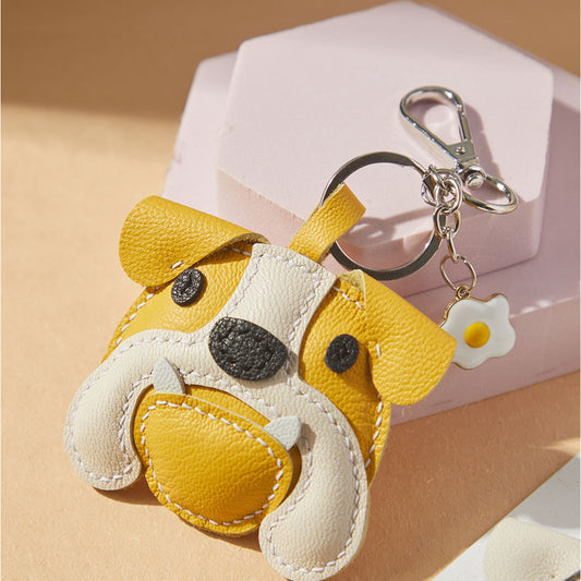 CUCUBIRD Sheep Leather Bulldog Keychain DIY Kits