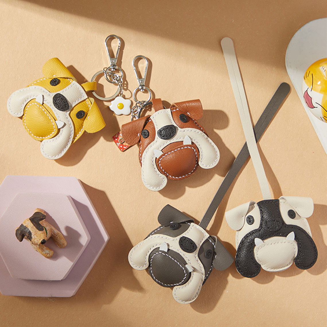 CUCUBIRD CUCUBIRD Sheep Leather Bulldog Keychain DIY Kits  