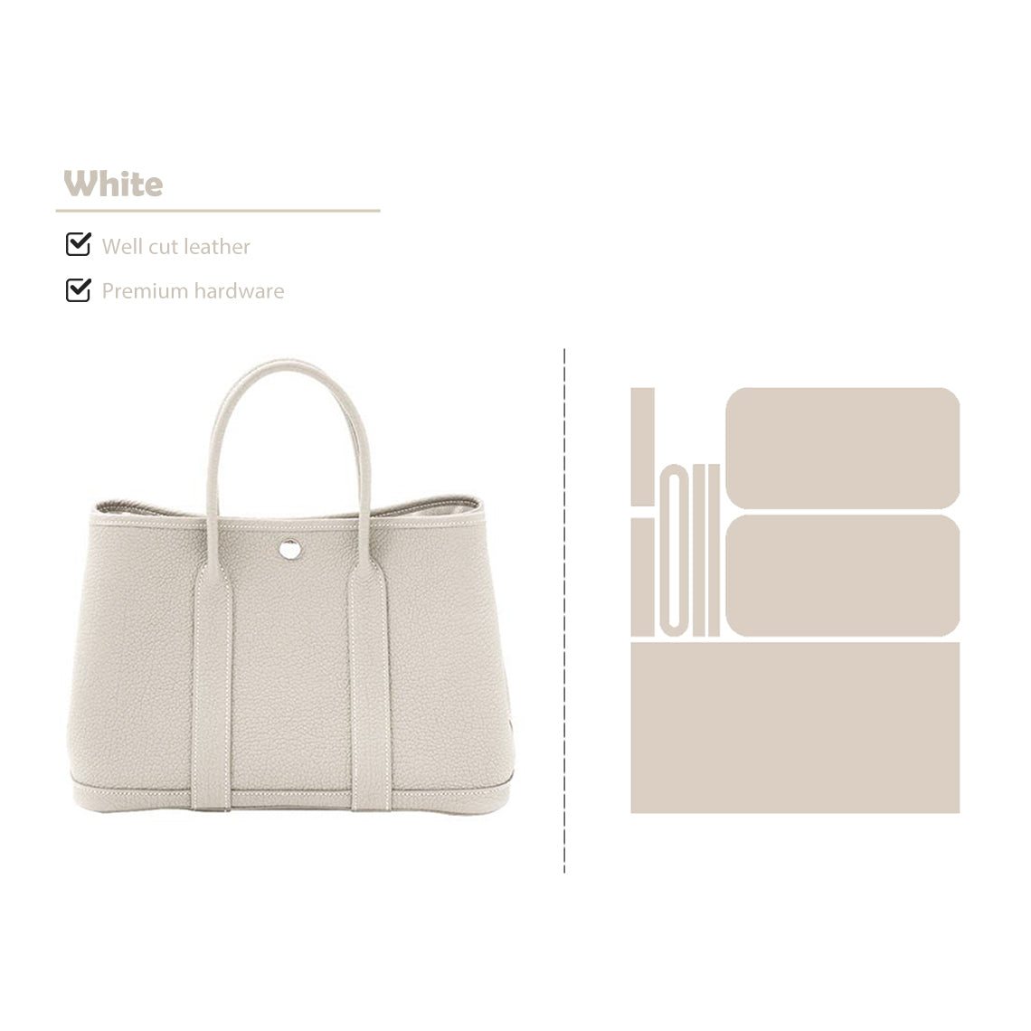 CUCUBIRD CUCUBIRD Full Grain Leather New Garden Party Handbag - Advanced DIY Kits White 