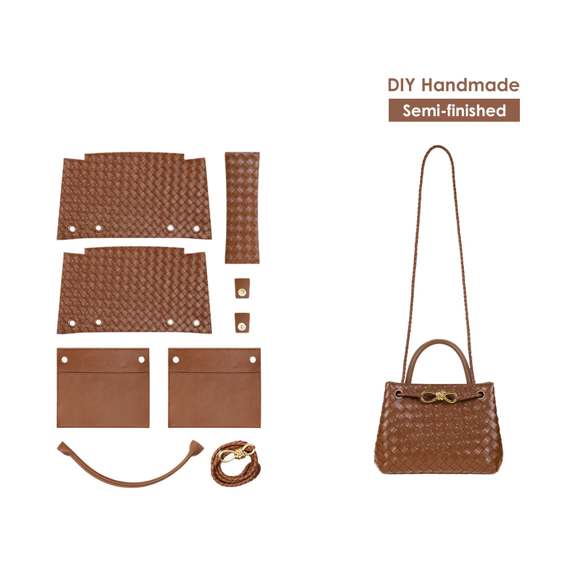 CUCUBIRD Leather Small Intrecciato Tote DIY Kits