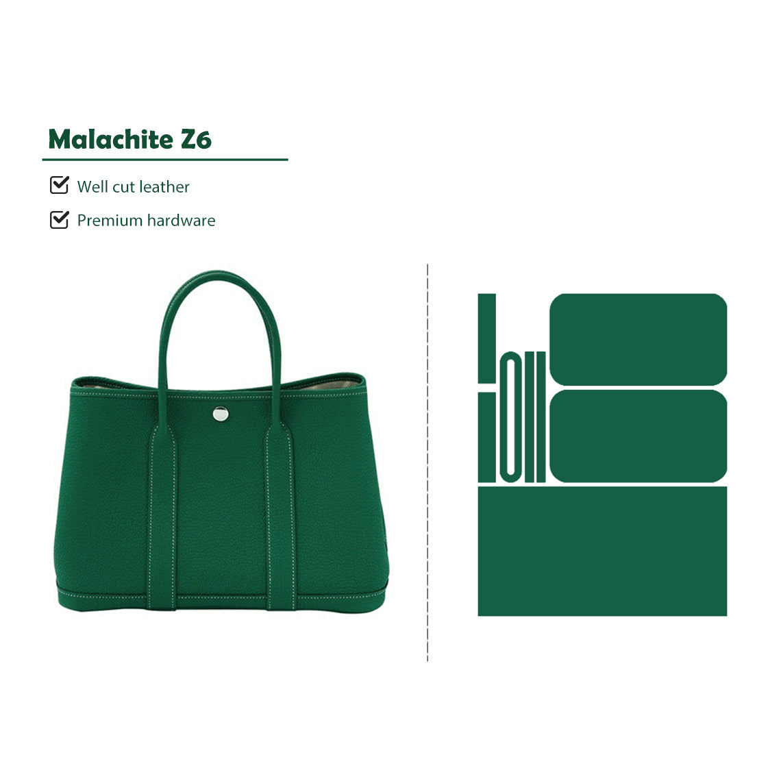 CUCUBIRD CUCUBIRD Full Grain Leather New Garden Party Handbag - Advanced DIY Kits Malachite Z6 