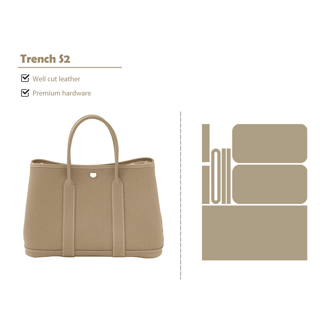 CUCUBIRD CUCUBIRD Full Grain Leather New Garden Party Handbag - Advanced DIY Kits Trench S2 