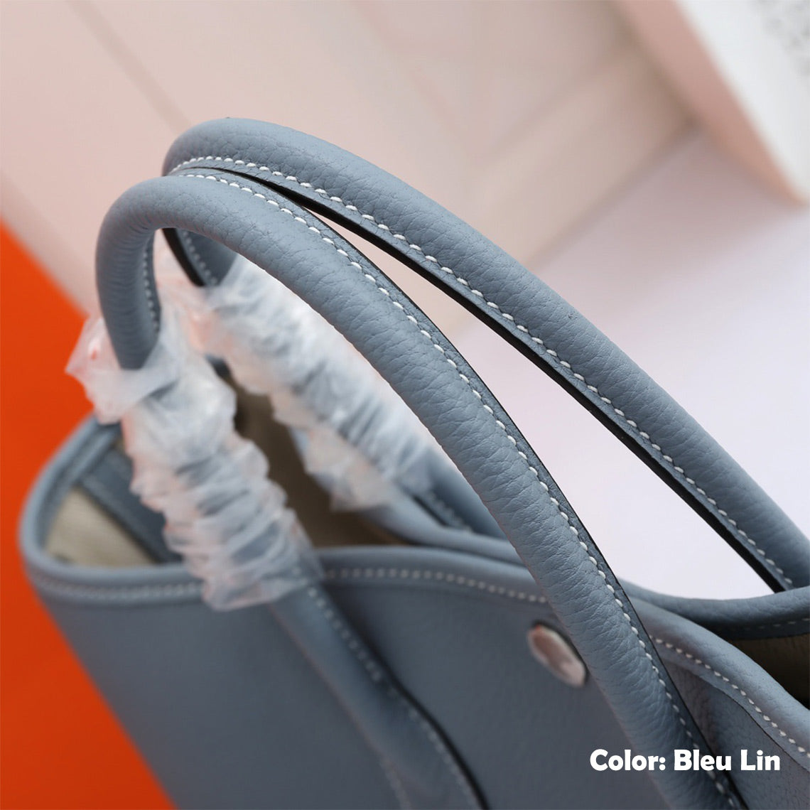 CUCUBIRD CUCUBIRD Full Grain Leather New Garden Party Handbag - Advanced DIY Kits Bleu Lin 