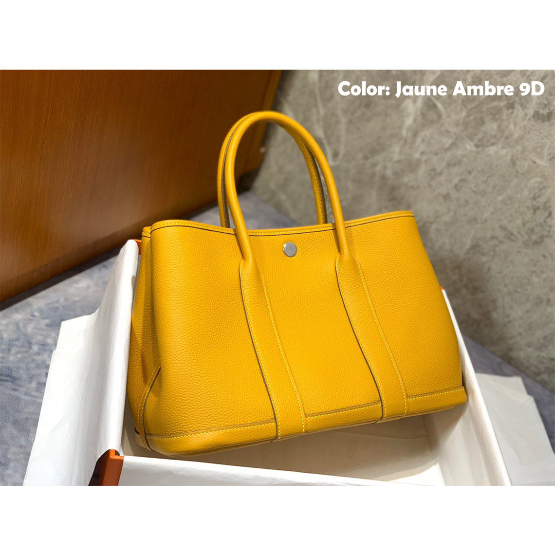 CUCUBIRD CUCUBIRD Full Grain Leather New Garden Party Handbag - Advanced DIY Kits Jaune Ambre 9D 