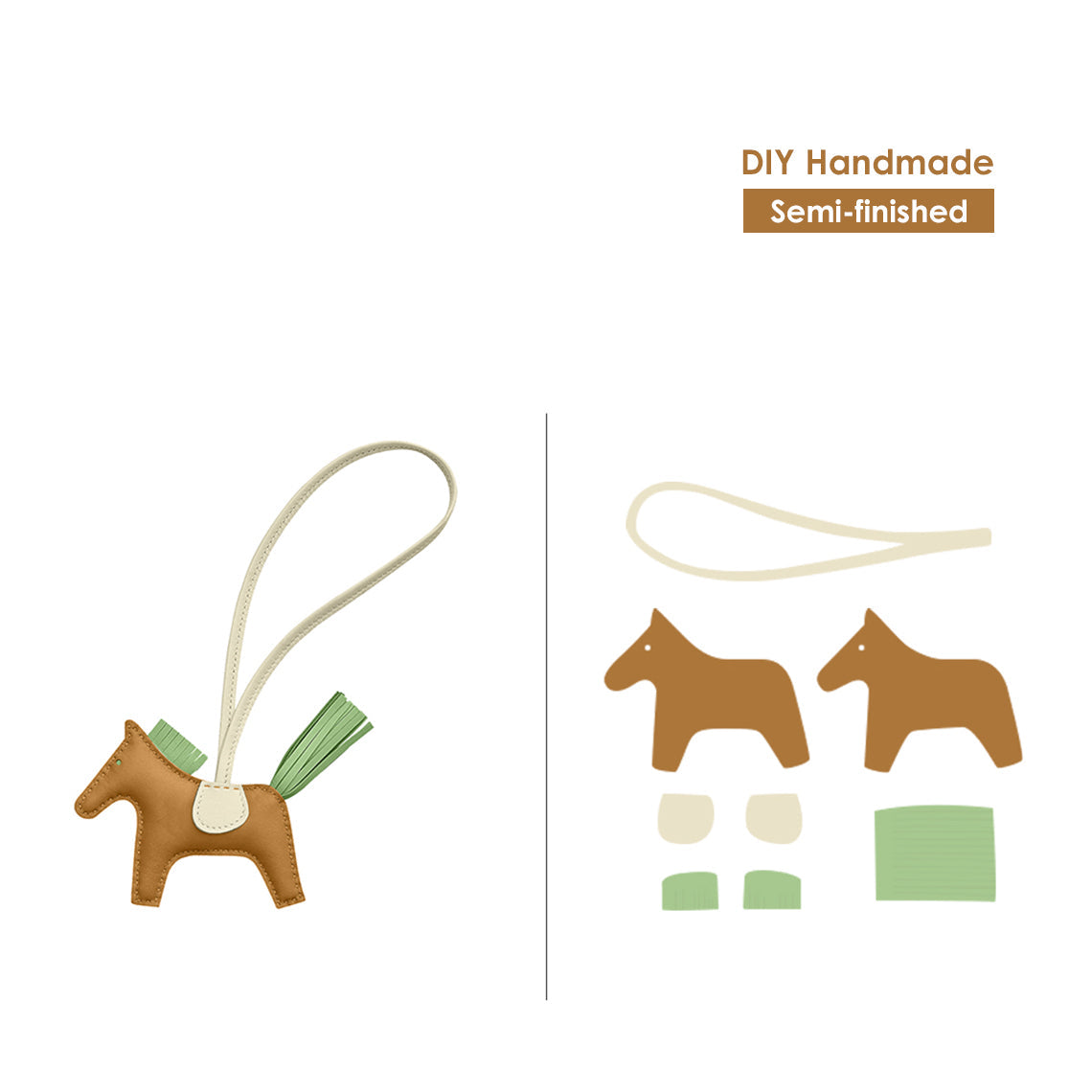 CUCUBIRD CUCUBIRD Sheep Leather Color Horse Purse Charm DIY Kit Sesame/Craie/Vert Criquet 