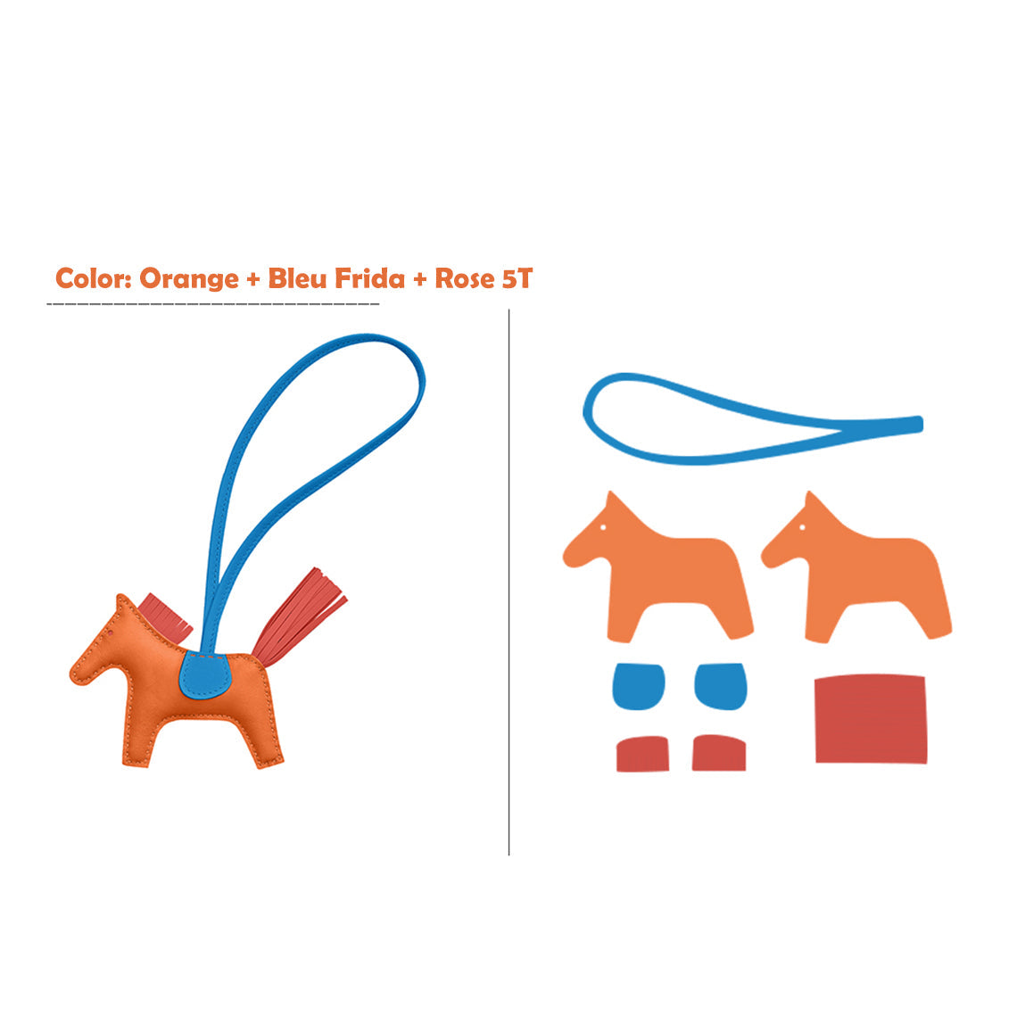 CUCUBIRD CUCUBIRD Sheep Leather Color Horse Purse Charm DIY Kit Orange/Bleu Frida/Rose 5T 