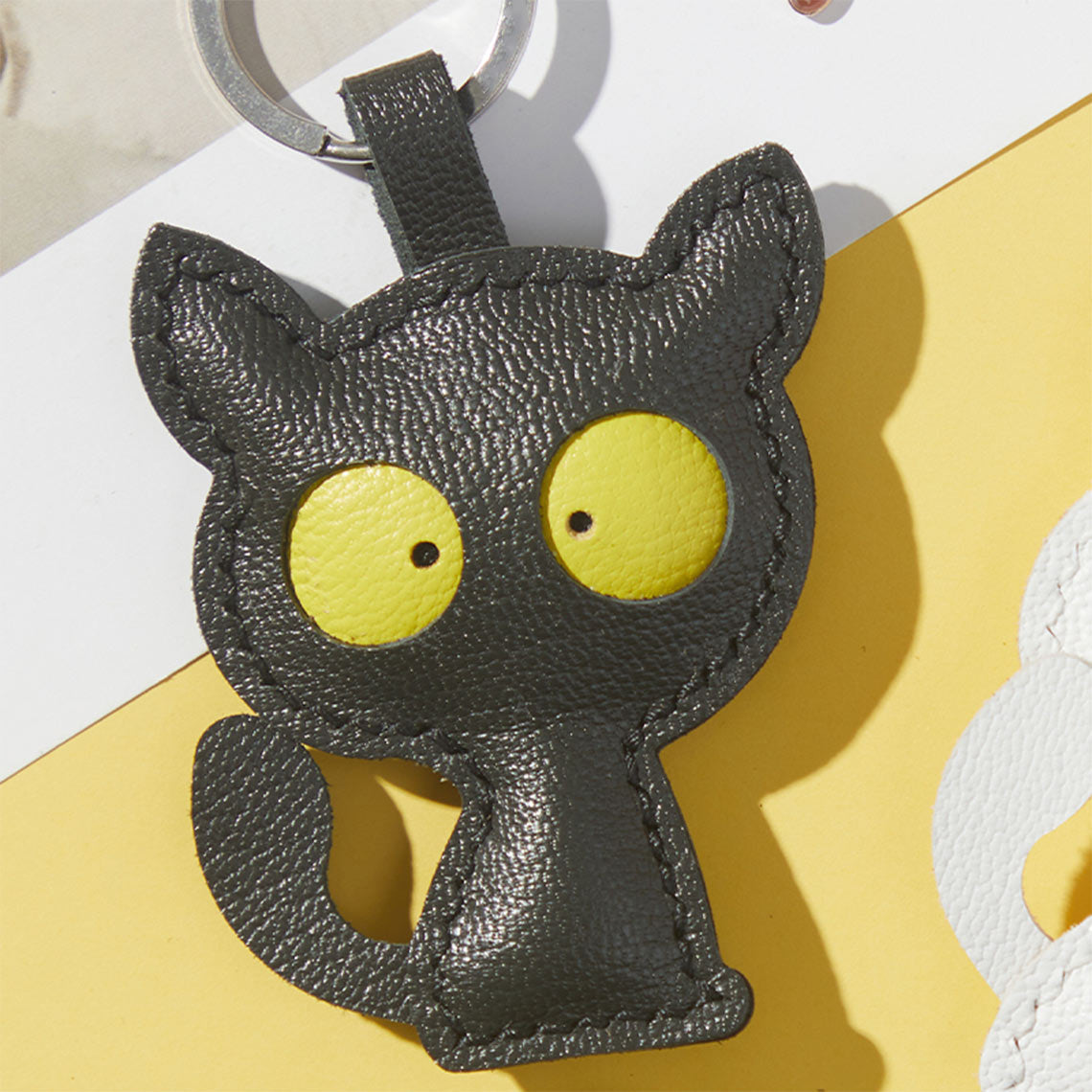 CUCUBIRD CUCUBIRD Leather Kitty Keychain DIY Kits Black 