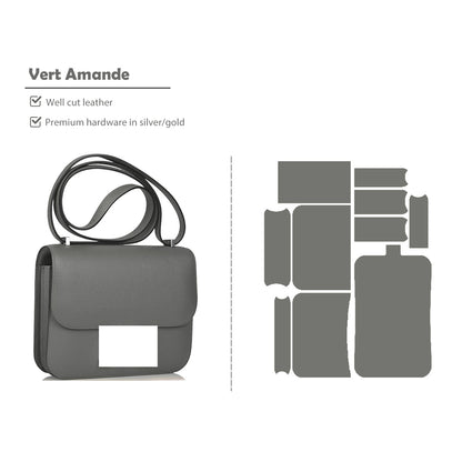 CUCUBIRD POPSEWING® Full Grain Leather Inspired Kanstance 24 - Advanced DIY Kits Vert Amande / Silver 