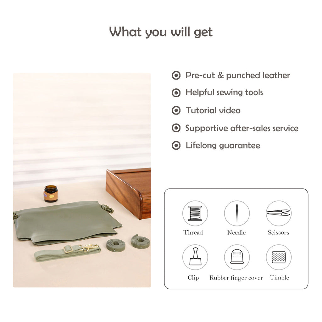 CUCUBIRD CUCUBIRD Leather Drawstring Bucket Bag DIY Kits  