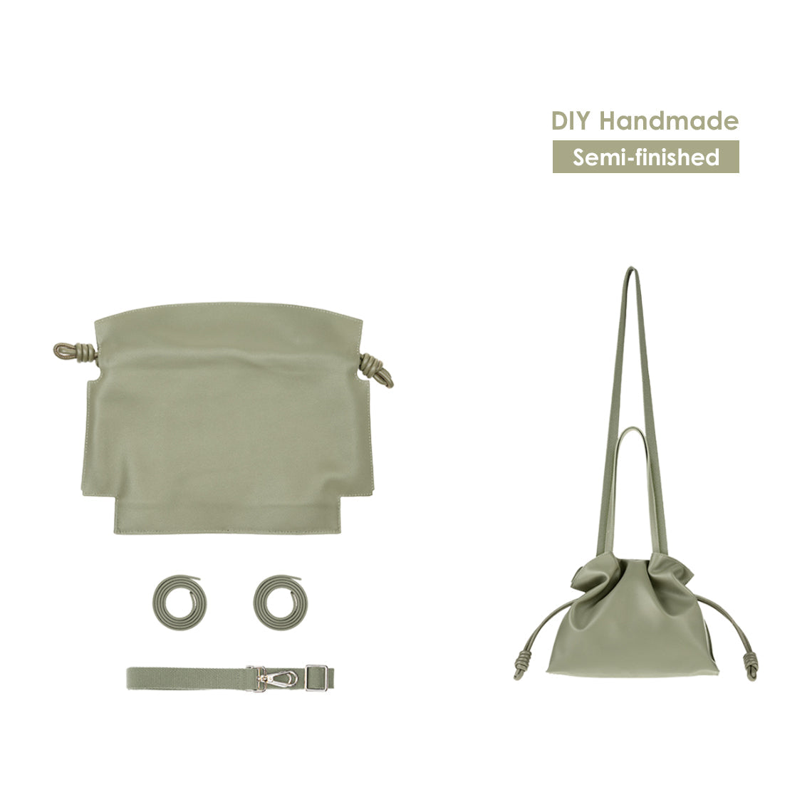 CUCUBIRD Leather Drawstring Bucket Bag DIY Kits