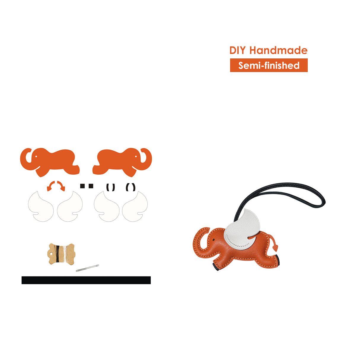 CUCUBIRD Sheep Leather Elephant Charm DIY Kits