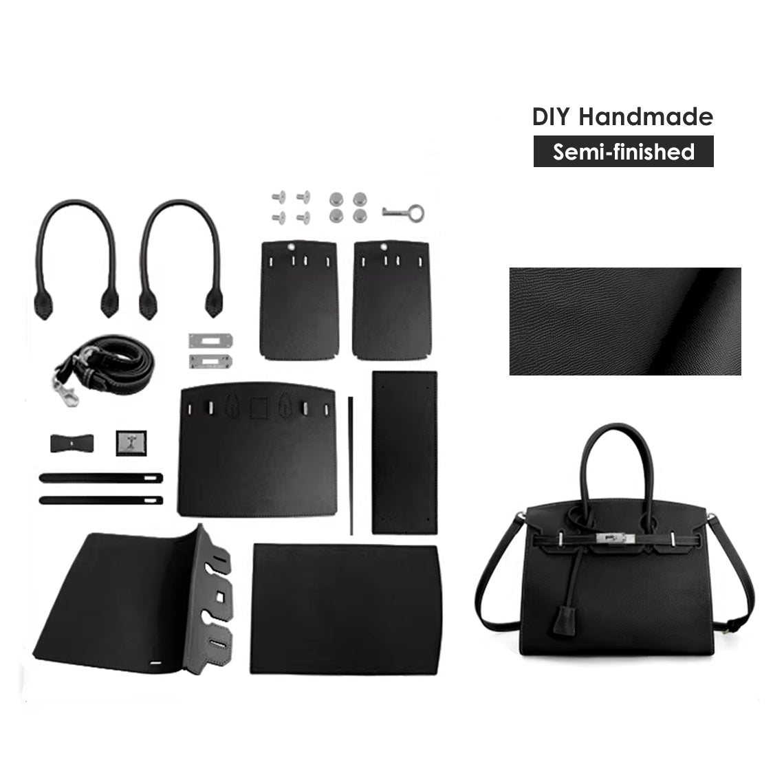 CUCUBIRD POPSEWING® Top Grain Leather Sellier Platinum Bag DIY Kit  