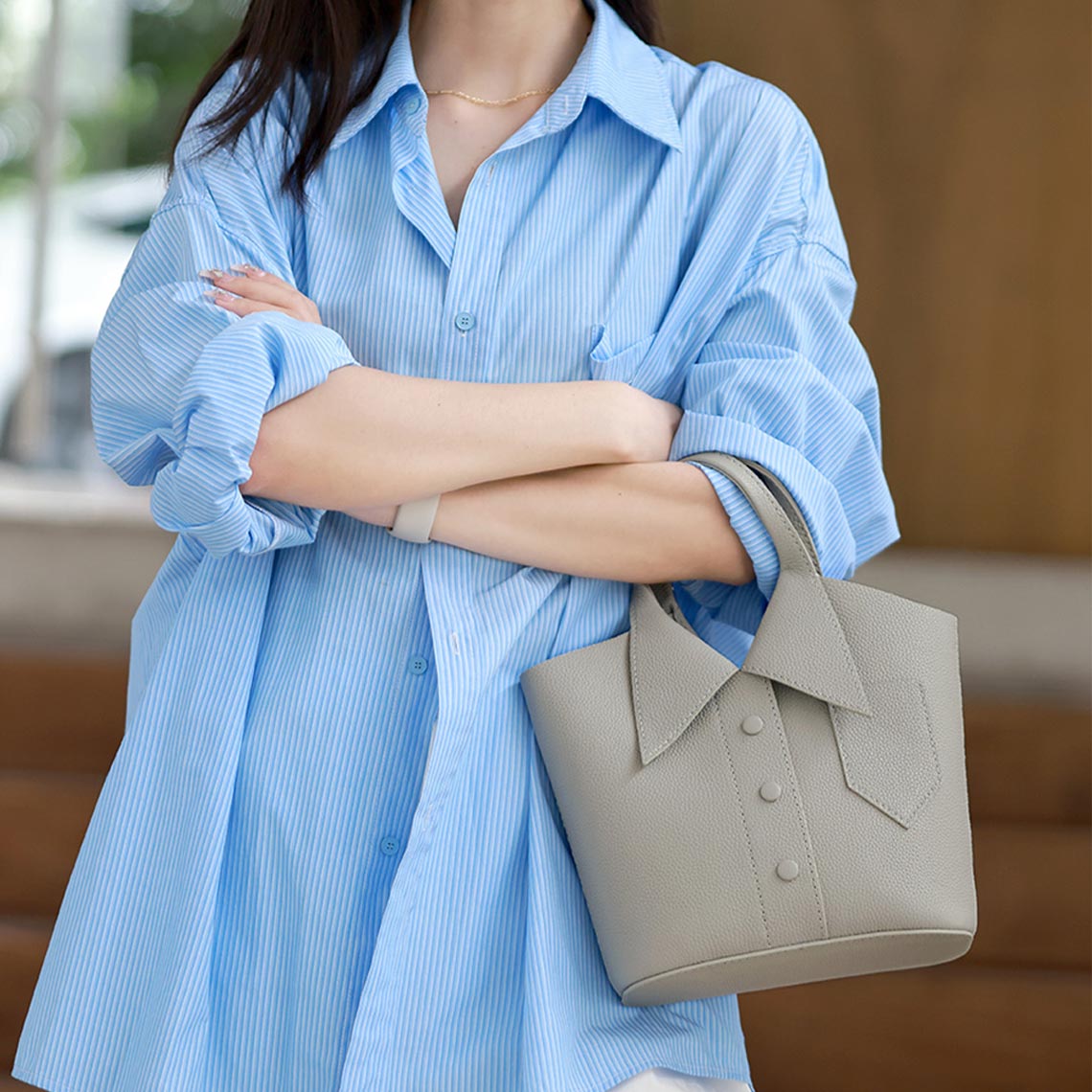 CUCUBIRD POPSEWING® Leather Collar Handbag DIY Kit Light Grey 
