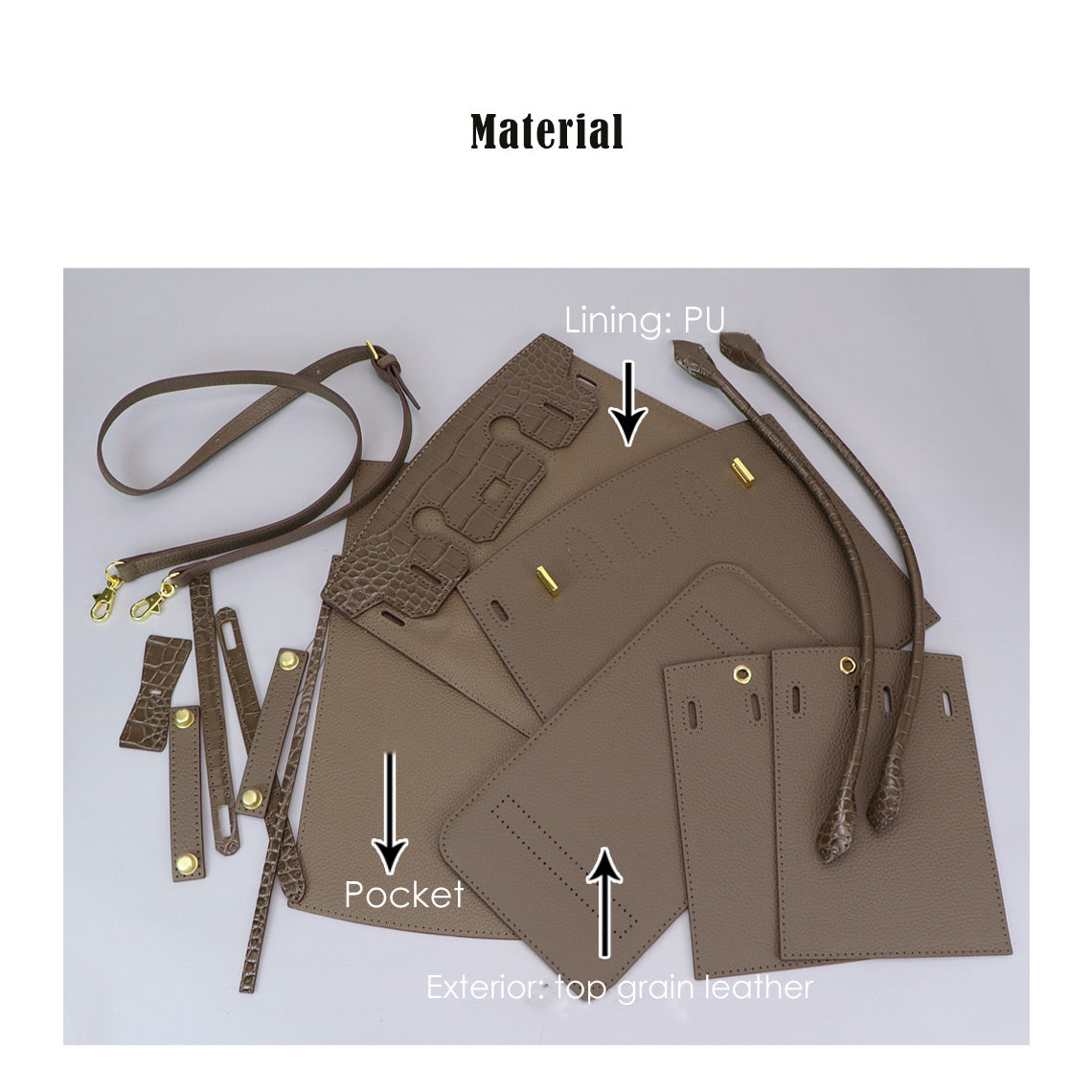 CUCUBIRD Top Grain Leather Bi-color Platinum Bag DIY Kit