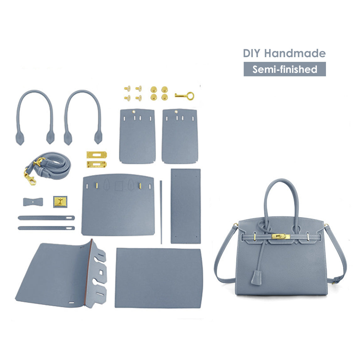 CUCUBIRD POPSEWING® Top Grain Leather Sellier Platinum Bag DIY Kit  