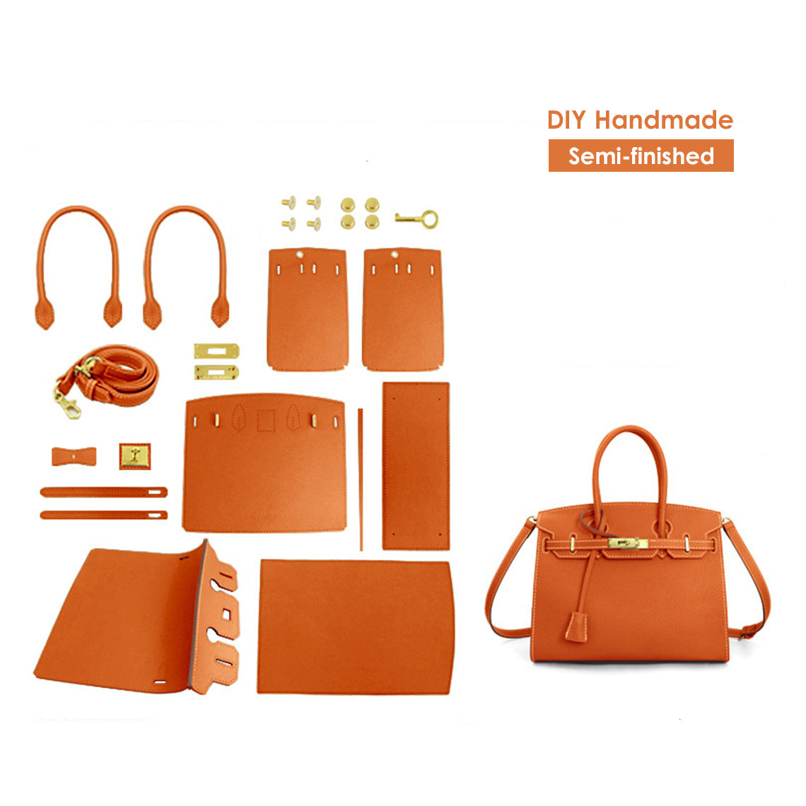 CUCUBIRD POPSEWING® Top Grain Leather Sellier Platinum Bag DIY Kit  