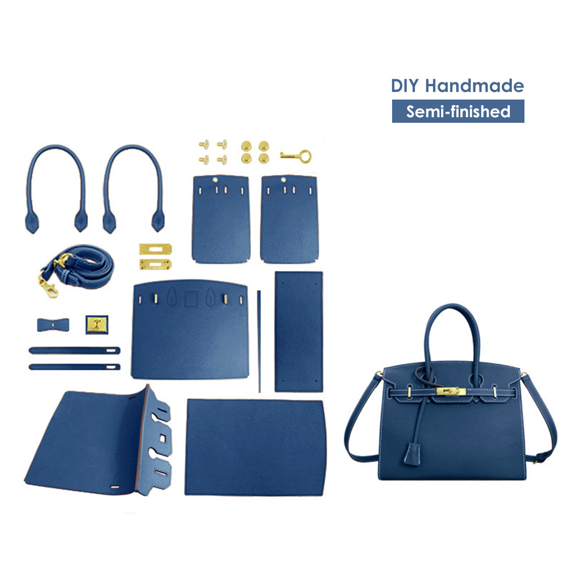 CUCUBIRD POPSEWING® Top Grain Leather Sellier Platinum Bag DIY Kit  