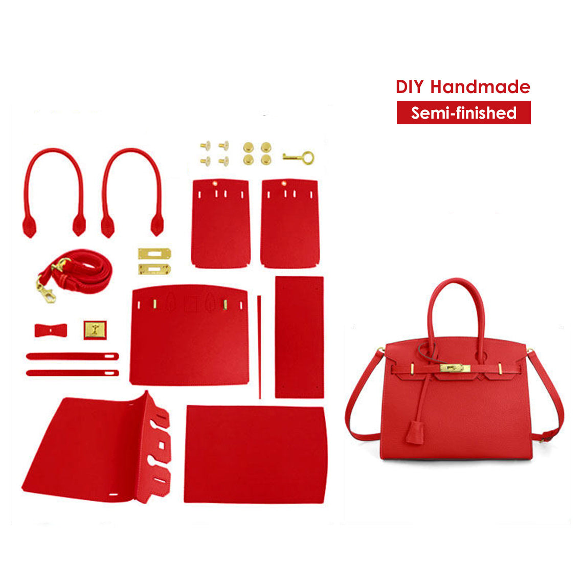 CUCUBIRD POPSEWING® Top Grain Leather Sellier Platinum Bag DIY Kit  