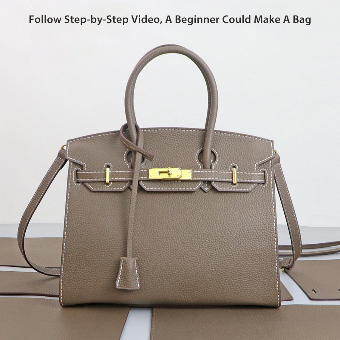 CUCUBIRD POPSEWING® Top Grain Leather Sellier Platinum Bag DIY Kit  