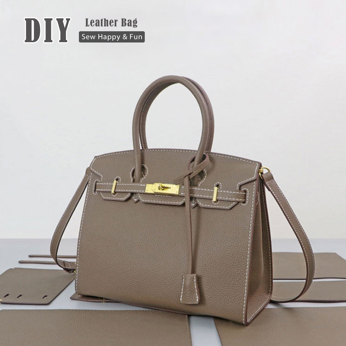 CUCUBIRD POPSEWING® Top Grain Leather Sellier Platinum Bag DIY Kit  