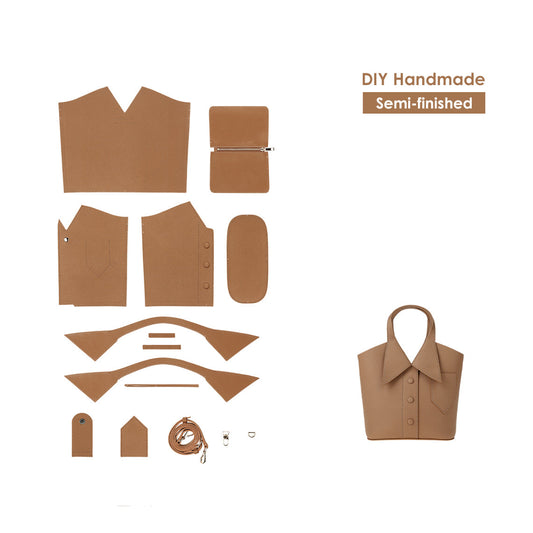 CUCUBIRD POPSEWING® Leather Collar Handbag DIY Kit Brown 