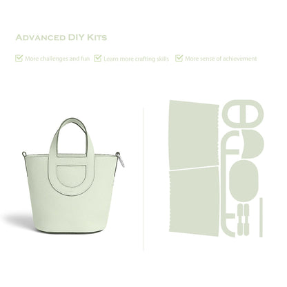 CUCUBIRD POPSEWING® Full Grain Leather Inspired Loop Handbag - Advanced DIY Kit Vert Fizz / Silver 