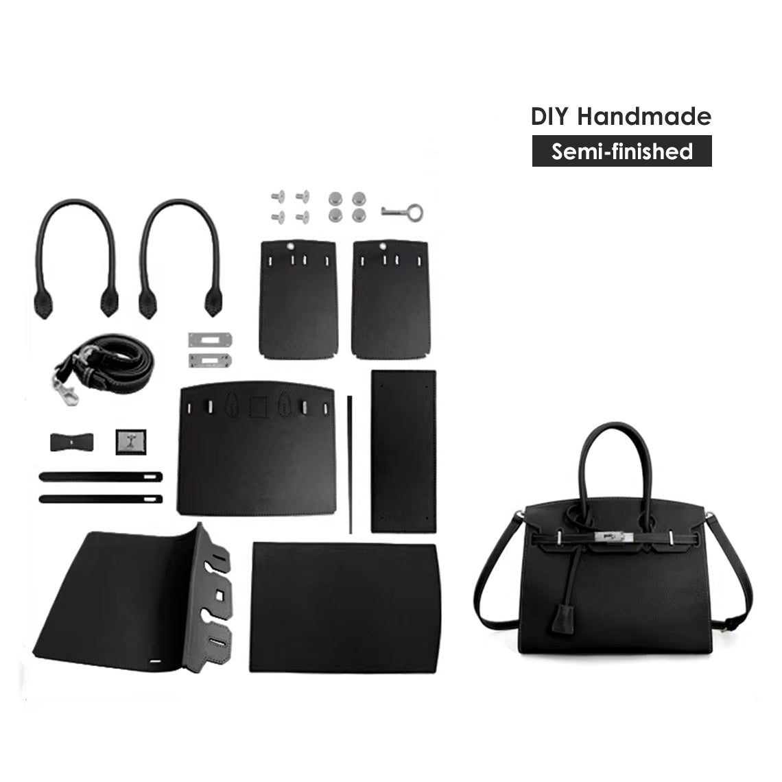 CUCUBIRD POPSEWING® Top Grain Leather Sellier Platinum Bag DIY Kit  
