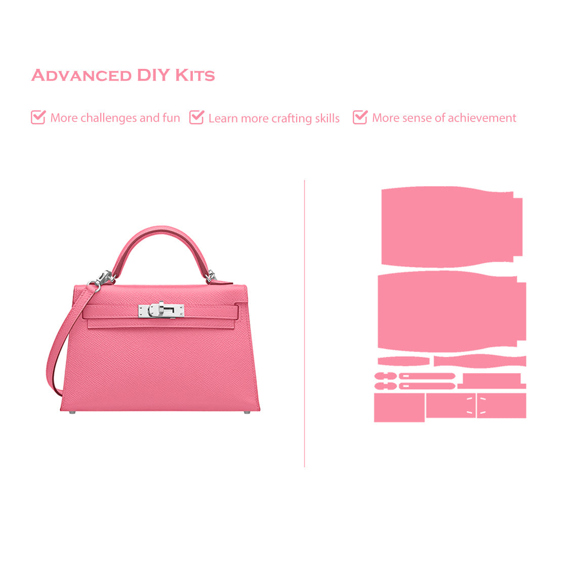 CUCUBIRD POPSEWING® Full Grain Leather Mini Kylie Handbag - Advanced DIY Kit  
